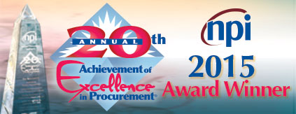 20th Annual Achievement of Excellence in Procurement, NPI 2015 Award Winner